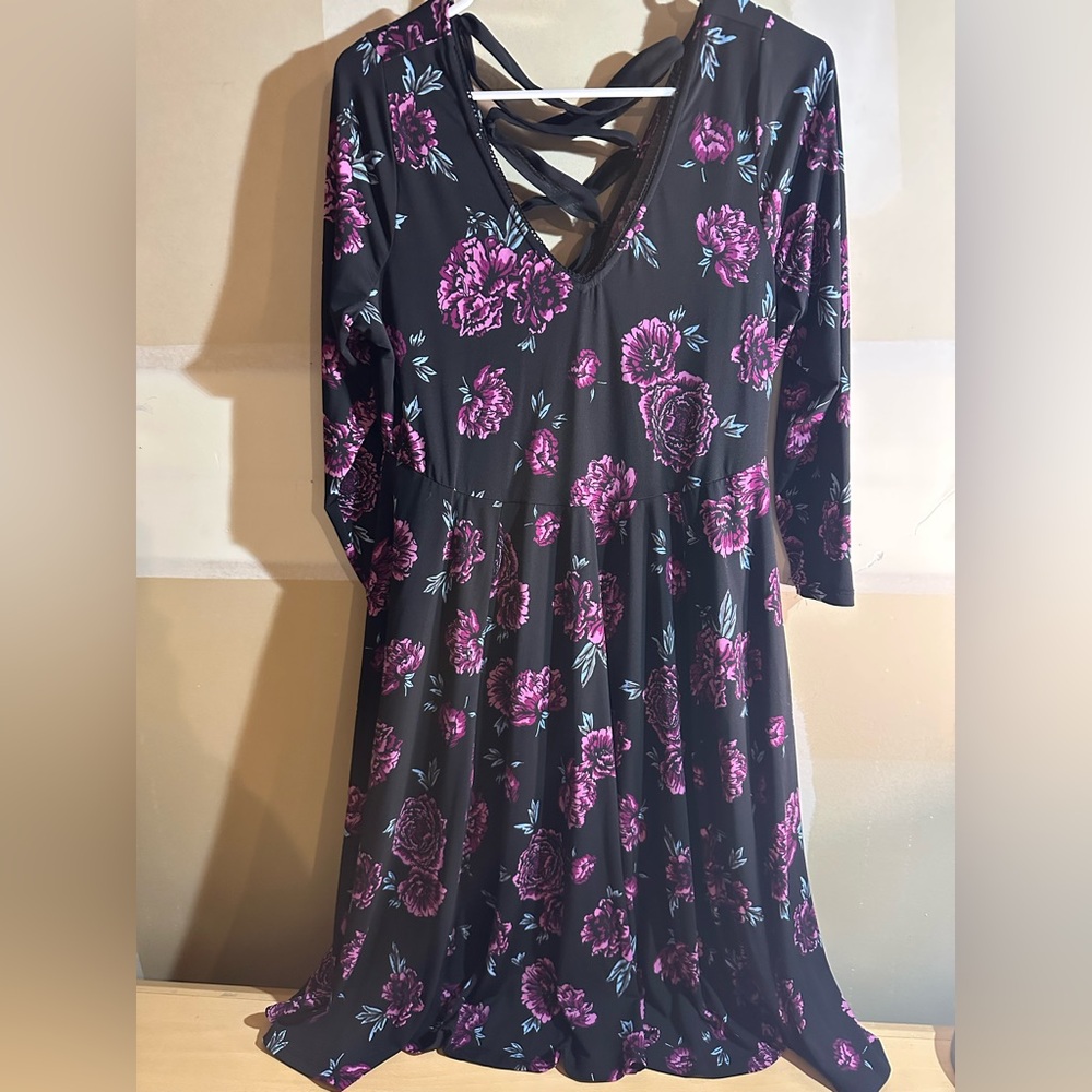 Torrid Black and Pink Floral Dress